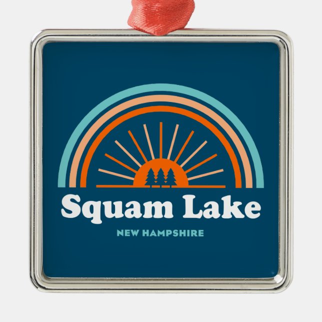 Squam Lake New Hampshire Rainbow Metal Ornament (Front)