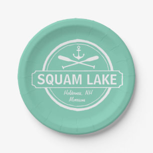 Squam Lake NH personalized town, name and anchor Paper Plates