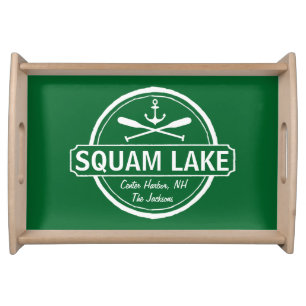 Squam Lake NH personalized town, name and anchor Serving Tray