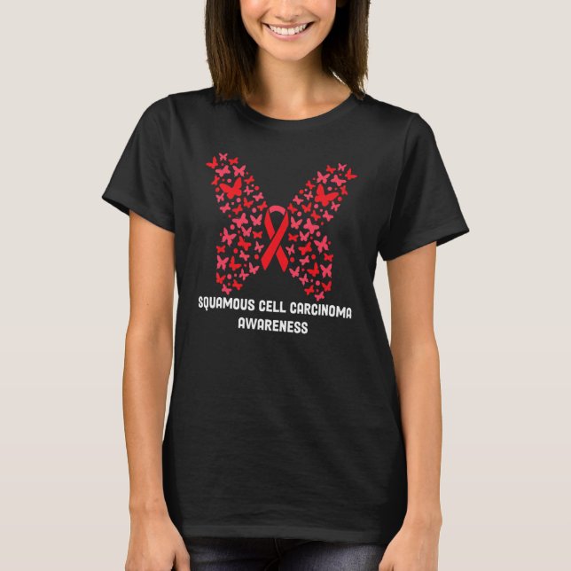 Squamous Cell Carcinoma Awareness We Wear Red Whit T-Shirt (Front)