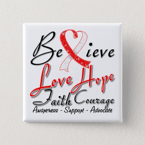 Squamous Cell Carcinoma Believe Heart Collage Pinback Button