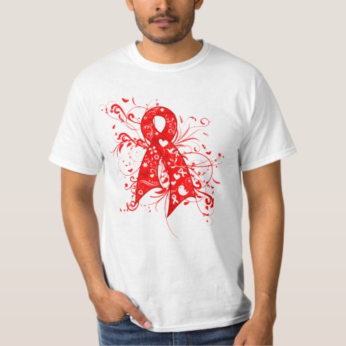 Squamous Cell Carcinoma Floral Swirls Ribbon T_Shirt