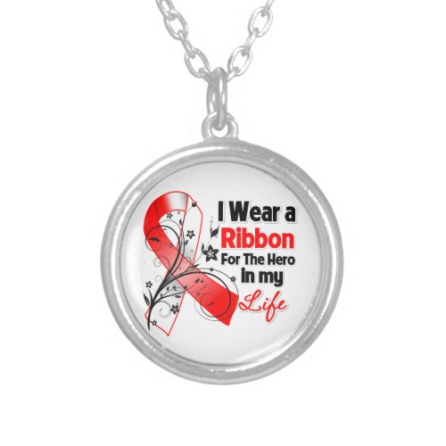 Squamous Cell Carcinoma Ribbon Hero in My Life Silver Plated Necklace
