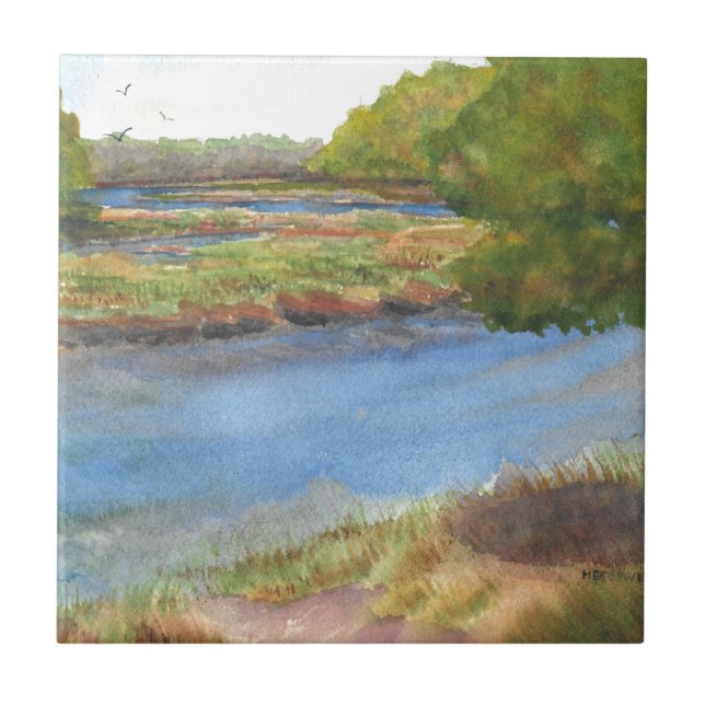 squamscott river at newfields july 31 2015 ceramic tile (Front)