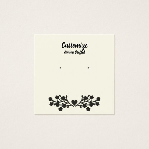 Square 25 EcruBlack Floral Earring Display Card