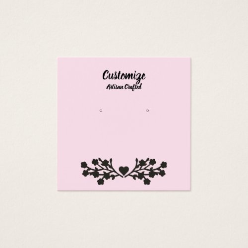 Square 25 PinkBlack Floral Earring Display Card