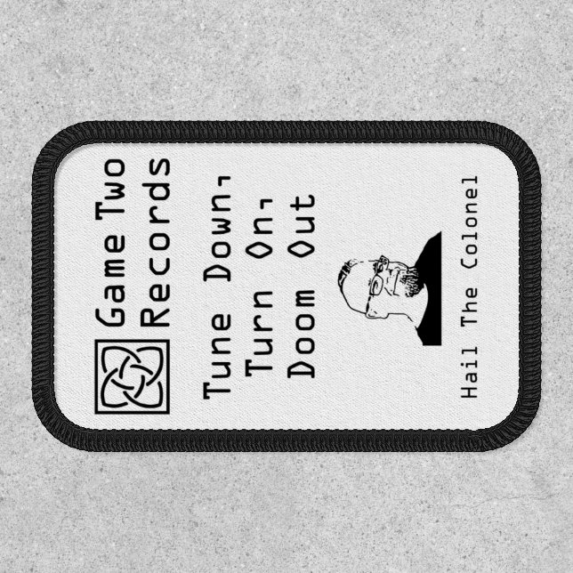 Square 2" Square, Silver Mylar Stitching, Iron-On Patch (Front)