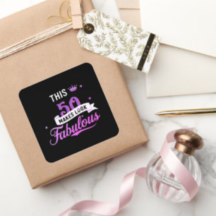 Square 50th Birthday Stickers for Her - Milestone