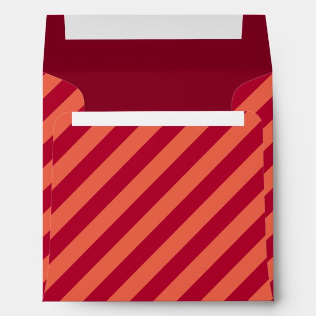 Square 5x5 Red and Orange Striped Envelopes (Back (Bottom))
