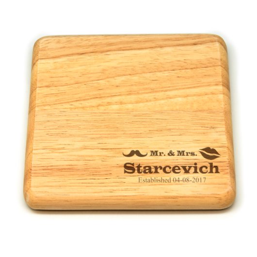 Square 6x6 Lovers Wood Trivet (Top)