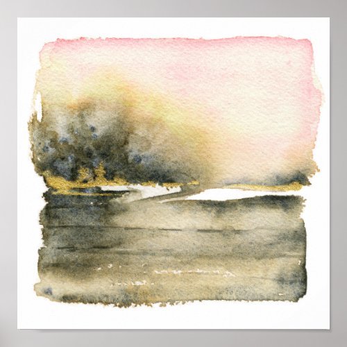 Square Abstract Landscape Watercolor Art Print