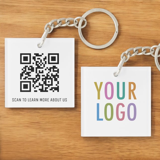 Square Acrylic QR Code Keychain for Business Logo (MISOOK Square Acrylic QR Code Keychain with Logo)