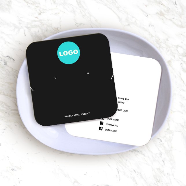 Square Add Logo Black Earring and Necklac  Display (Creator Uploaded)