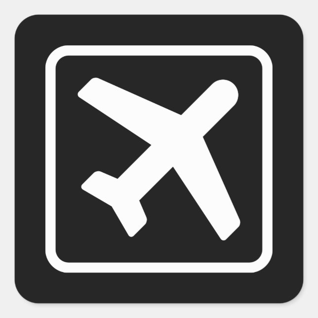 Square airplane icon aviation stickers (Front)