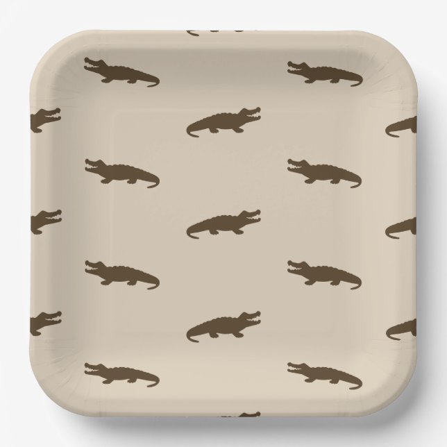 Square Alligator Paper Plates - 9in (Front)