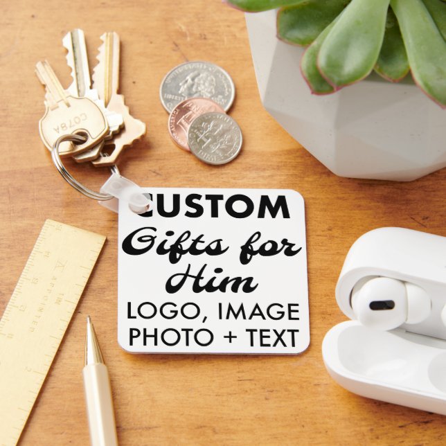 Square Aluminum Keychain Custom Gifts for Him (Desk)