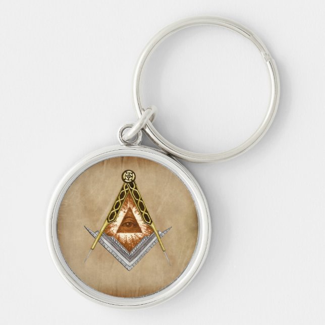 Square and Compass All Seeing Eye Keychain (Front)