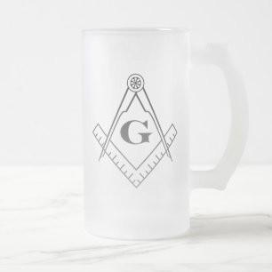 Square and Compass Beer Glass Frosted Glass Beer Mug