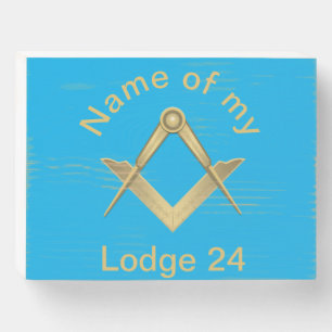 Square and Compass Customizable Wooden Box Sign