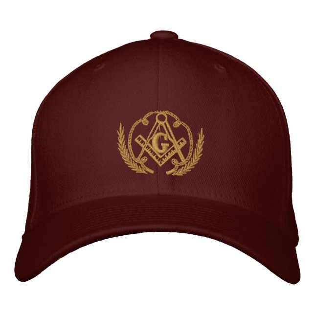 Square and Compass Embroidered Baseball Cap (Front)