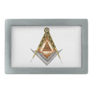 Square and Compass with All Seeing Eye Belt Buckle