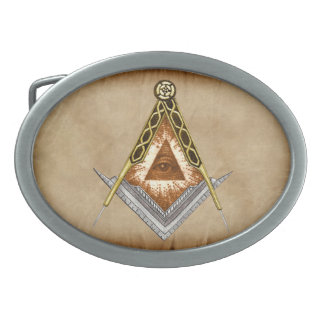 Square and Compass with All Seeing Eye Belt Buckle