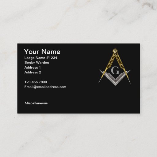 Customizable Masonic Business Card 3
