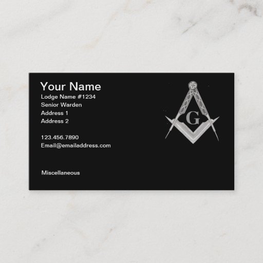 Customizable Masonic Business Card 3