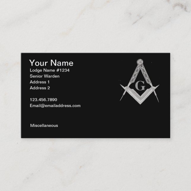 Square and Compass with All Seeing Eye Business Card (Front)