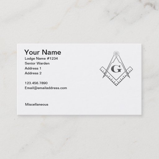 Customizable Masonic Business Card 1
