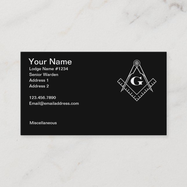 Square and Compass with All Seeing Eye Business Card (Front)
