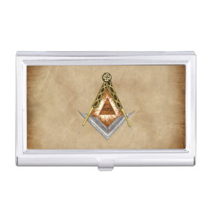 Square and Compass with All Seeing Eye Business Card Holder