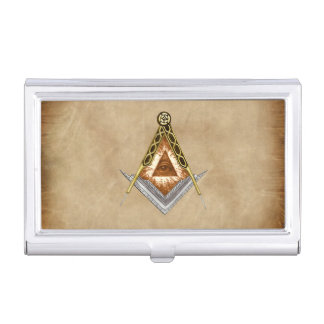 Square and Compass with All Seeing Eye Business Card Holder