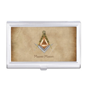 Square and Compass with All Seeing Eye Business Card Holder