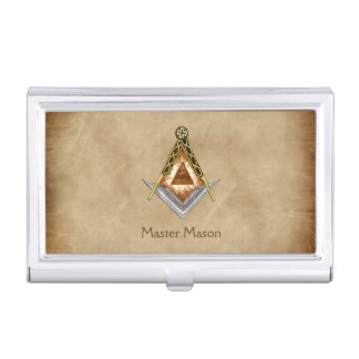 Square and Compass with All Seeing Eye Business Card Holder