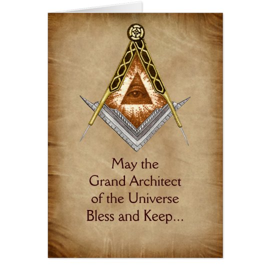 Square and Compass with All Seeing Eye Card