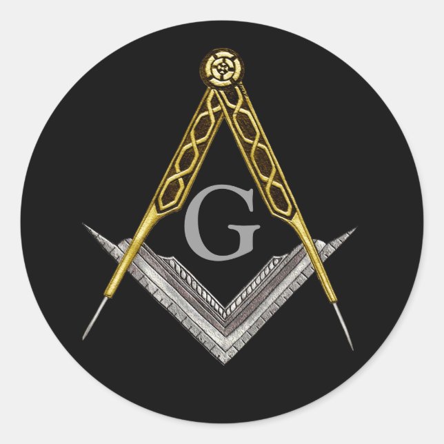 Square and Compass with All Seeing Eye Classic Round Sticker (Front)