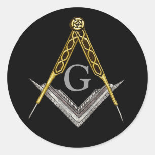 Square and Compass with All Seeing Eye Classic Round Sticker