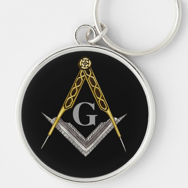 Square and Compass with All Seeing Eye Keychain (Front)