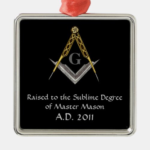 Square and Compass with All Seeing Eye Metal Ornament