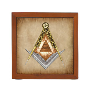 Square and Compass with All Seeing Eye Pencil Holder