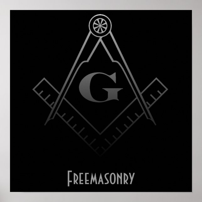 Square and Compass with All Seeing Eye Poster (Front)
