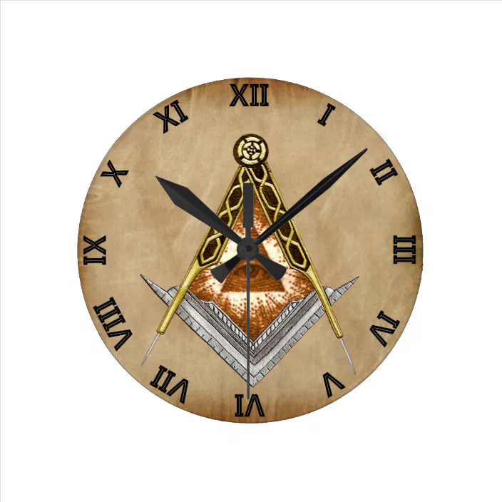 Lodge Mason Freemasons Masonic Square and Compasses Wall Clock 
