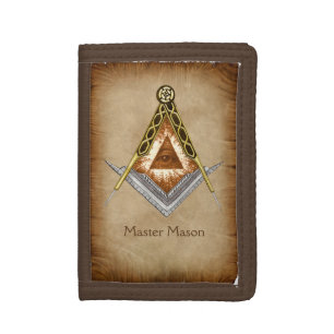 Square and Compass with All Seeing Eye Tri-fold Wallet