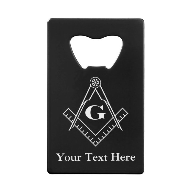 Square and Compass with Inset G Credit Card Bottle Opener (Front)