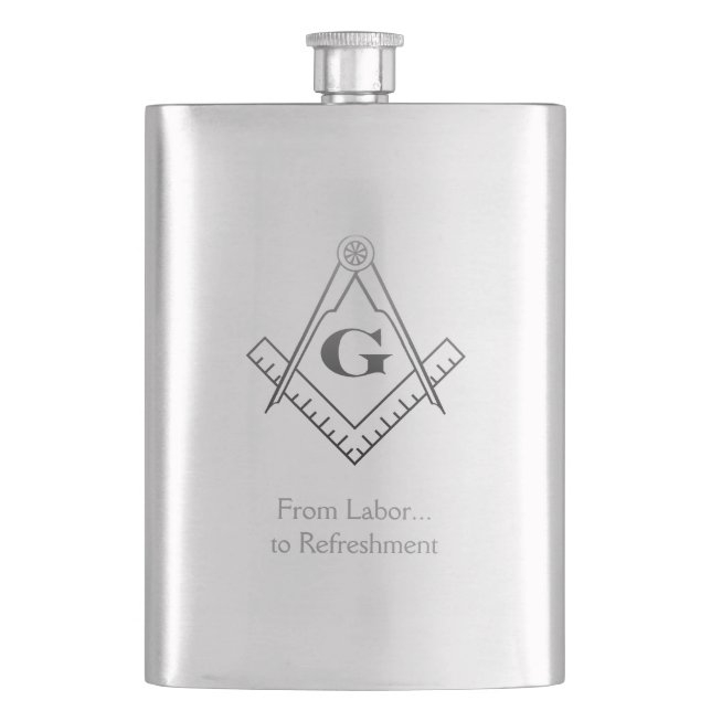 Square and Compass with inset G Flask (Front)