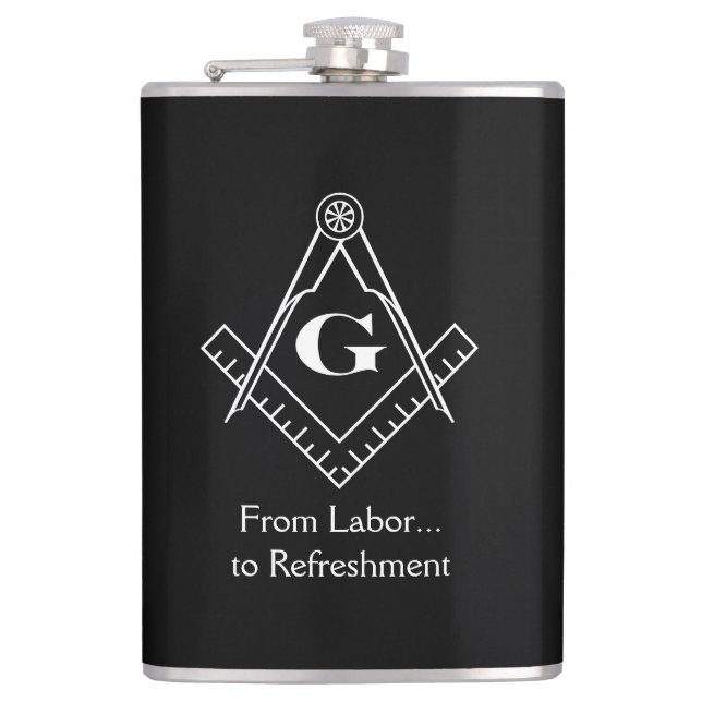 Square and Compass with inset G Flask (Front)