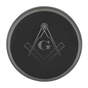 Square and Compass with inset G Gunmetal Finish Lapel Pin