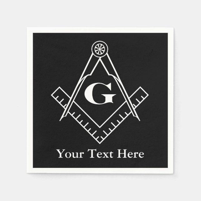 Square and Compass with Inset G Paper Napkins (Front)