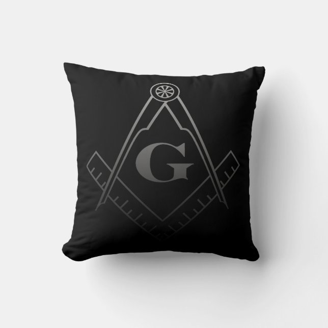 Square and Compass with Inset G Throw Pillow (Front)